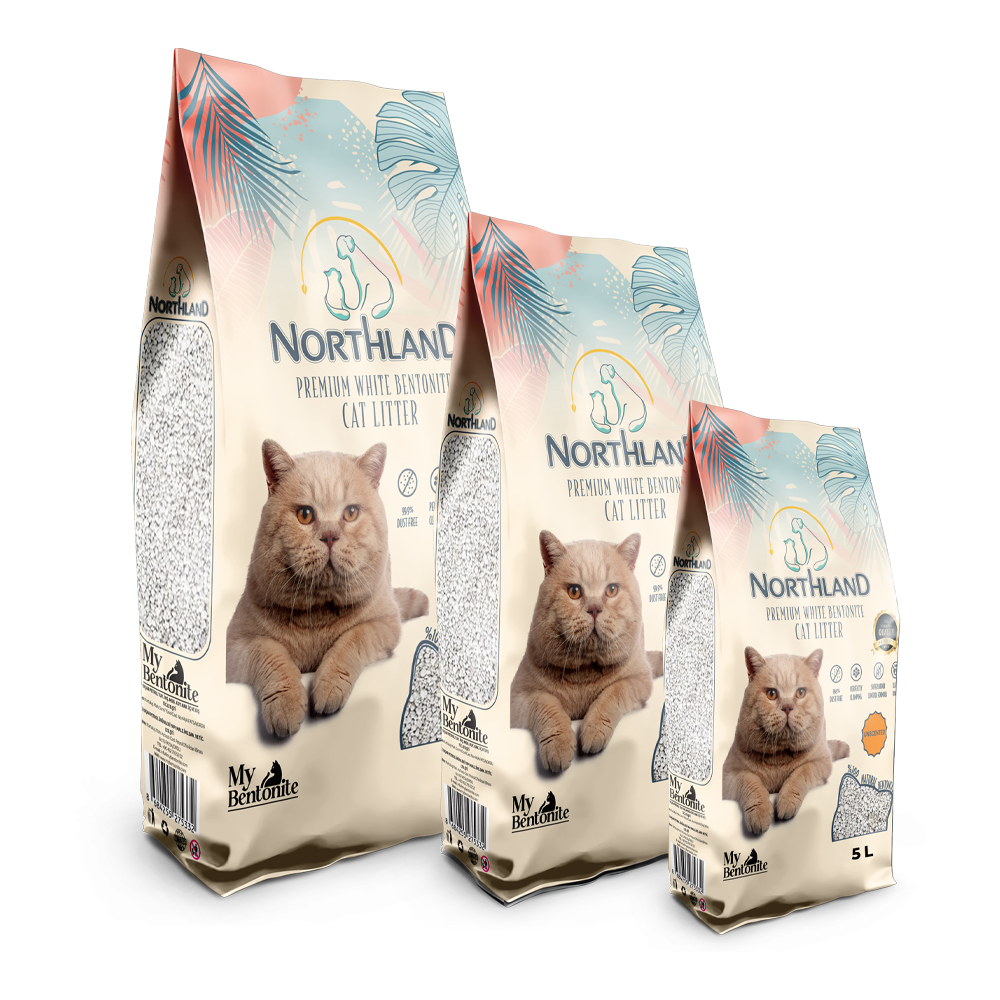Northland bentonite white clumping cat litter packaging