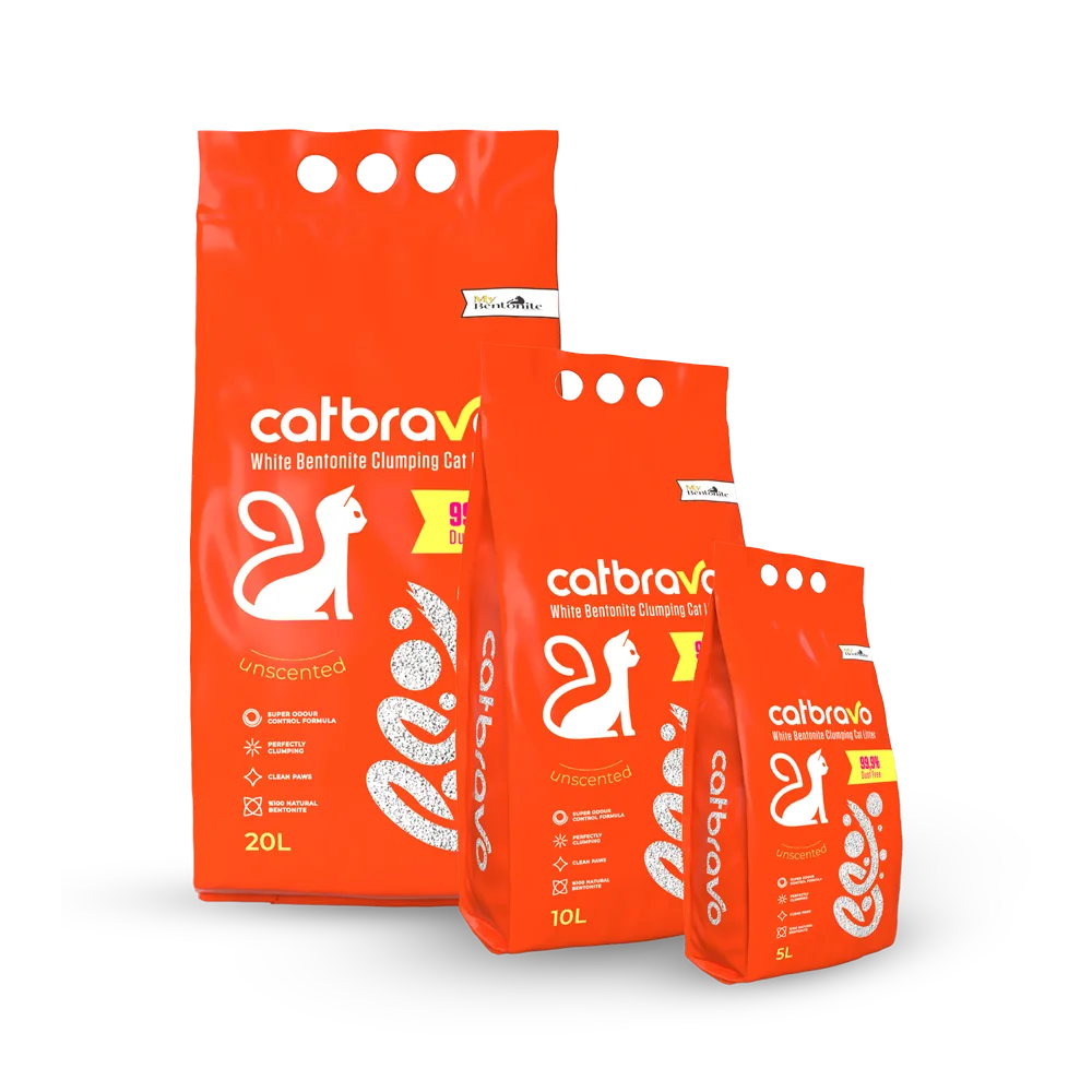Cat Bravo white bentonite clumping cat litter packaging
