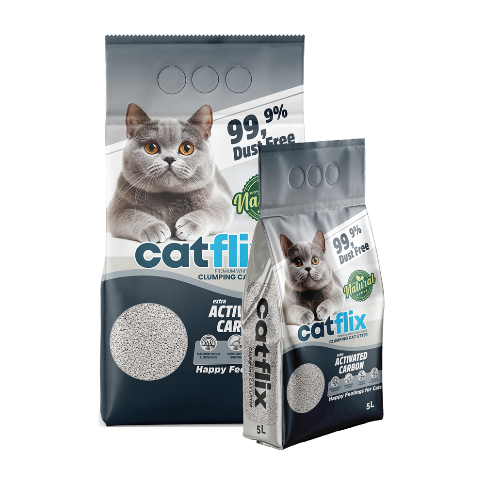 Catflix white bentonite clumping cat litter packaging